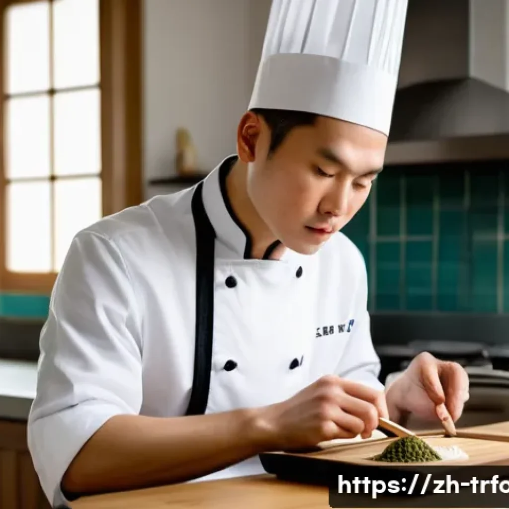 전통음식조리사 자격증 재시험 대비법 - **A Focused Chef's Study Session**
A detailed, cinematic shot of a determined young male chef, l...